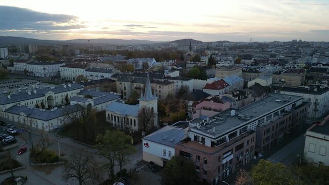 Kielce - Polska - widok z powietrza na miasto, zabudowa, nowe apartamentowce, galeria