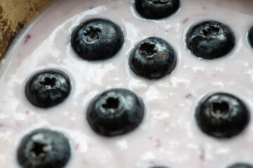 Close-Up of Yogurt with Blueberries