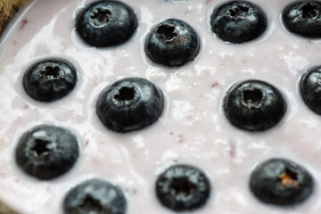 Close-Up of Yogurt with Blueberries