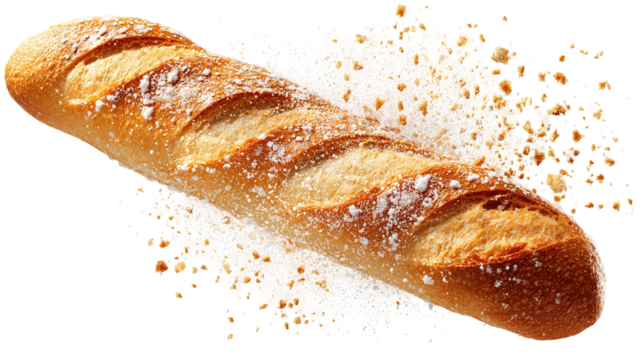 Baguette de pain fond transparent