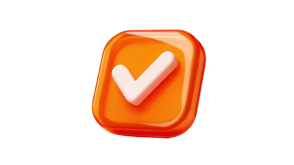 check mark button 3d icon in cartoon plastic style minimal isolated on transparent white background	
