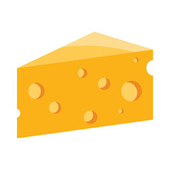 Simple isolated Swiss cheese wedge with holes on white background vector illustration