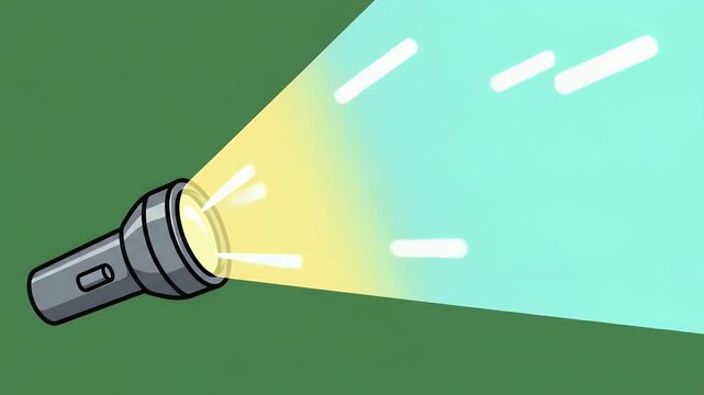 Flashlight with Shining Light on Green Background Pixel Art