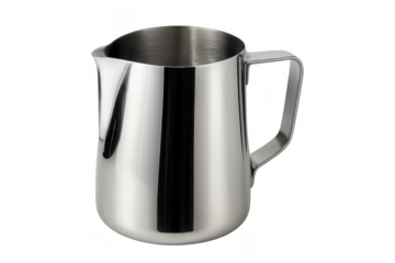Stainless steel milk frothing pitcher for barista coffee