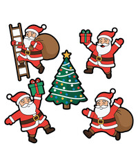 Santa Claus Christmas Tree Gift Sticker Set