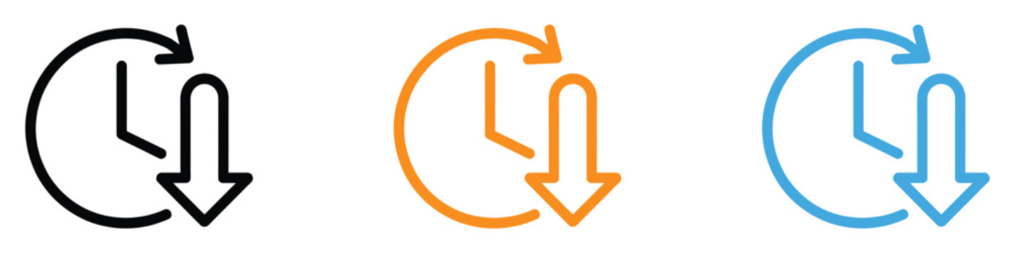 Less time in office work icon set. seamless data transfer and enhanced digital experience symbol. vector illustration.