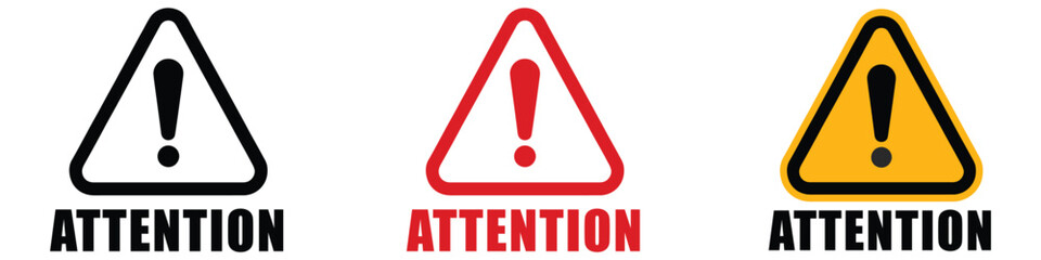 Attention, warning icon set. emphasizing safety symbol. vector illustration.