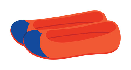 Isolated orange and blue South Korean indoor shoes on white background for culture and fashion vector illustration