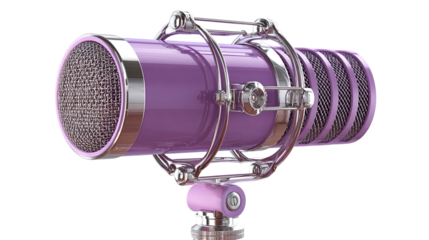 Vintage microphone with neon lighting on a vibrant gradient white background png