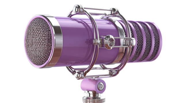 Vintage microphone with neon lighting on a vibrant gradient white background png