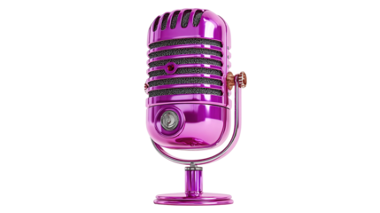 Vintage microphone with neon lighting on a vibrant gradient white background png