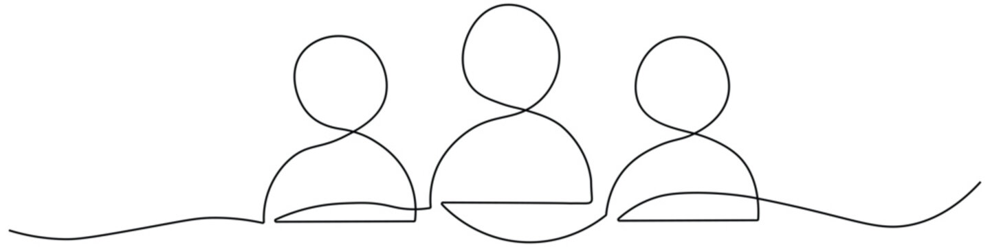 Continuous one line drawing User person icon set. collaboration and unity symbol. vector illustration.