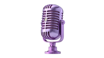 Vintage microphone with neon lighting on a vibrant gradient white background png