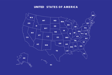 United States Map Vector Graphic White outline for Presentations and Designs