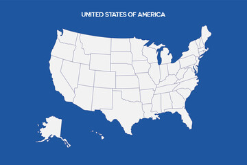 United States Map Vector Graphic white and blue for Presentations and Designs