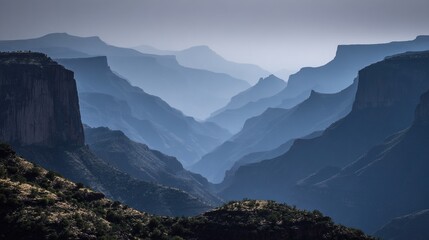 concentric. Mountain valley with concentric air ripples, misty natural landscape. travel magazines, destination branding, designed for travel destination branding, inspires travel planning.