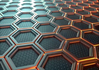 Dynamic honeycomb structure with radiant edges for cutting-edge technology concepts and futuristic designs, perfect for web backgrounds or app interfaces