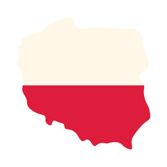 Obraz premium Isolated outline of Poland filled with national flag colors on a white background vector illustration