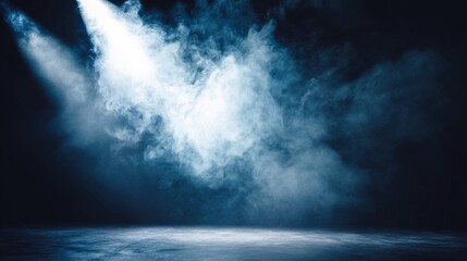 singer. A dramatic stage illuminated by a smoky spotlight, creating an atmospheric and moody scene. event programs, museum guides, designed for cultural heritage projects and event programs.