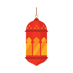 Bright red Saudi Arabian lantern with gold accents on a white isolated background vector illustration © Flash Vector