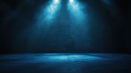 singer. A dramatic stage illuminated by a smoky spotlight, creating an atmospheric and moody scene. event programs, museum guides, designed for cultural heritage projects and event programs.