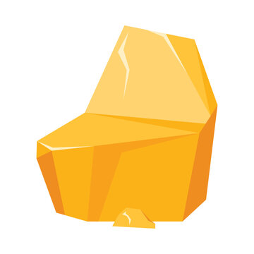 Large shiny gold nugget isolated with geometric facets and bright highlights vector illustration