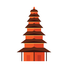 Isolated Indonesian pagoda temple with layered roofs on white background for travel and culture vector illustration © Flash Vector