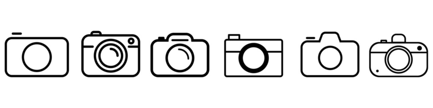 Foto camera icon vector set. photo illustration sign collection. focus symbol. cam logo or mark.