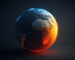 Obraz premium Digital Earth Globe with illuminated continents and vibrant colors on dark