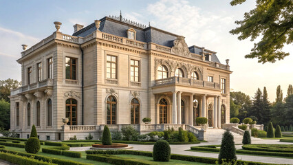 Grand neo renaissance building with ornate windows and columns