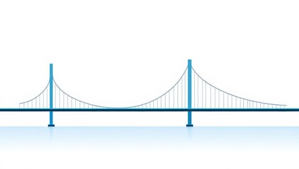 Fototapeta premium Minimalist illustration of a modern suspension bridge against a white background