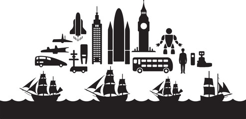 This vector illustration depicts the architecture of the Church of Our Lady of the Kings as a city travel landmark symbol