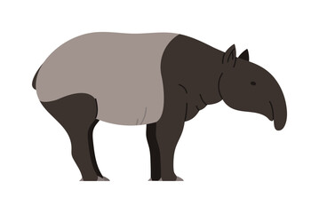Simple isolated depiction of a Malayan tapir, perfect for wildlife education and conservation themes vector illustration