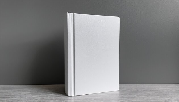 Single Blank 6X9 Inch Hardcover Thick Book Realistic Clay Mockup Template Leaning In Grey Background 3D Render Illustration