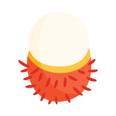 Minimalist isolated rambutan fruit with peeled skin, tropical Malaysian food concept vector illustration