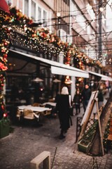 Fototapeta premium Outdoor Christmas Decorations with Glowing Ornaments in Yerevan, Armenia