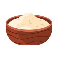 Isolated vector of Mali fufu in a wooden bowl, perfect for African food and culture concepts vector illustration