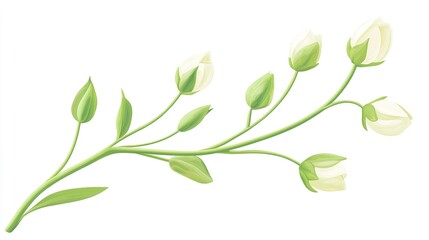 extension. New botanical buds extending from a main branch in minimalist illustration. gardening catalogs, home-decor guides, designed for gardening and botanical catalogs.