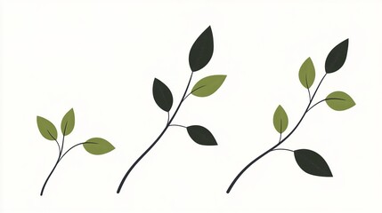 extension. New botanical buds extending from a main branch in minimalist illustration. gardening catalogs, home-decor guides, designed for gardening and botanical catalogs.