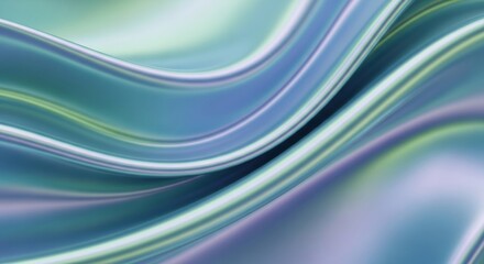 Fototapeta premium Abstract image of smooth, flowing, multicolored silk fabric with iridescent highlights creating elegant, wavy patterns.