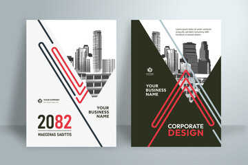 Business Report Cover Template – Red Geometric Layout (A4)
