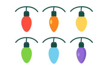 Bright multicolored decorative light bulbs hanging on a string for celebration