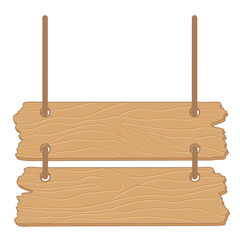 Empty Hanging Wooden Board Banner With Texture.