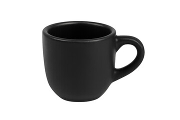 Black matte espresso coffee cup on transparent background