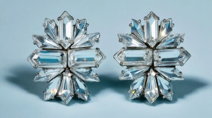 Elegant vintage jewelry design featuring glamorous crystal earrings with intricate facets and sparkling brilliance
