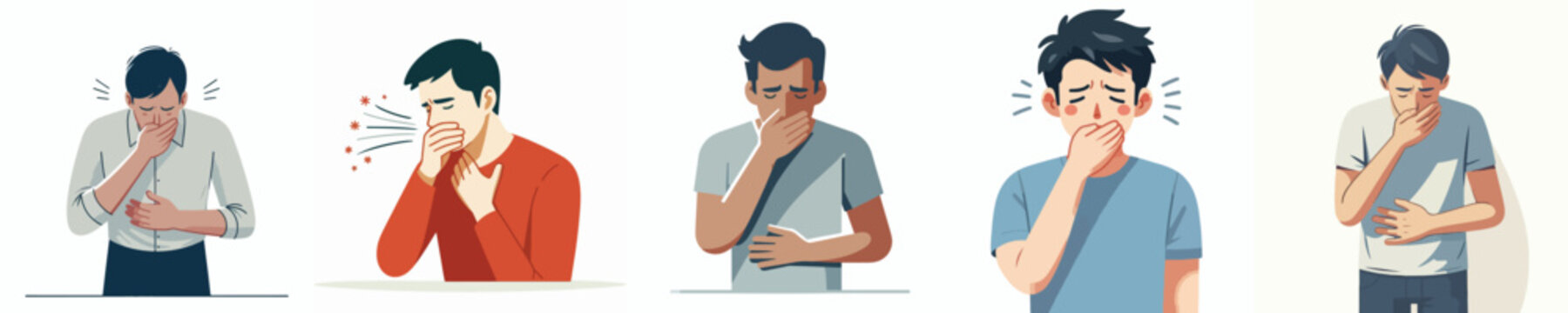 vector of a man gesture covering his mouth in nausea
