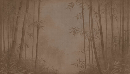tropical bamboo wall mural painted wallpaper. watercolor art style abstract background © T_H_E_A_R_T_I_S_T