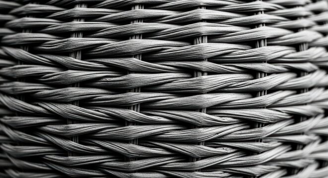 Close-up of intricate woven basket in black and white - Powered by Adobe