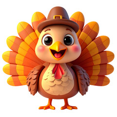 Fototapeta premium 3D Cute Thanksgiving Turkey Cartoon Smile