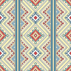 Tribal Geometric Seamless Pattern with Ethnic Ornament Design